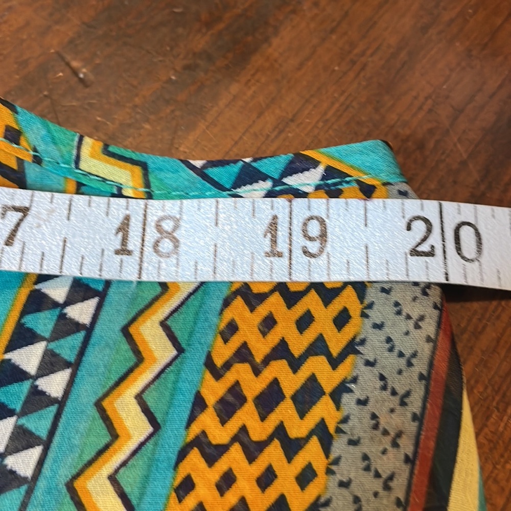 Umgee Sheer Teal & Orange Tribal Vertical Striped Tank Top - Picture 7 of 8
